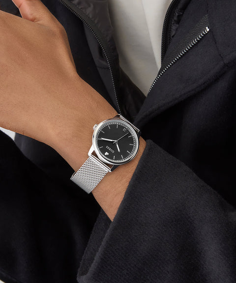 The Watch Boutique Guess Silver Tone Mesh Bracelet Analog Watch