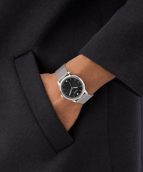 The Watch Boutique Guess Silver Tone Mesh Bracelet Analog Watch