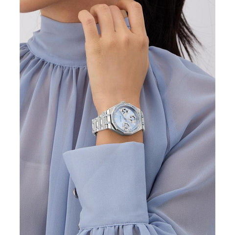 The Watch Boutique Guess Silver Tone Multi-function Watch with Swarovski Crystals