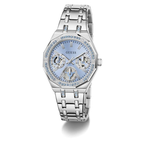 The Watch Boutique Guess Silver Tone Multi-function Watch with Swarovski Crystals