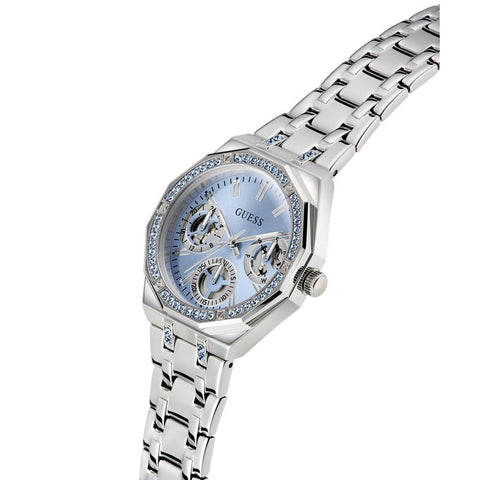 The Watch Boutique Guess Silver Tone Multi-function Watch with Swarovski Crystals