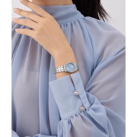 The Watch Boutique Guess Swarovski ReCreated Silver Tone Analog Watch