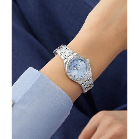 The Watch Boutique Guess Swarovski ReCreated Silver Tone Analog Watch