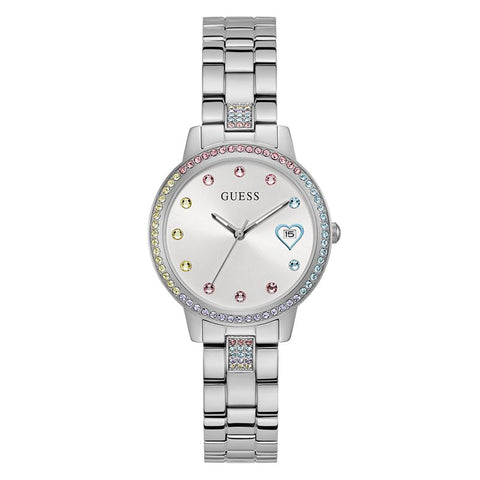 The Watch Boutique Guess Three Of Hearts White Dial Analog Watch
