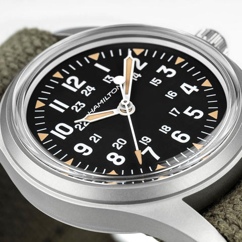 The Watch Boutique Hamilton Khaki Field Mechanical Black Dial NATO Strap H69399930