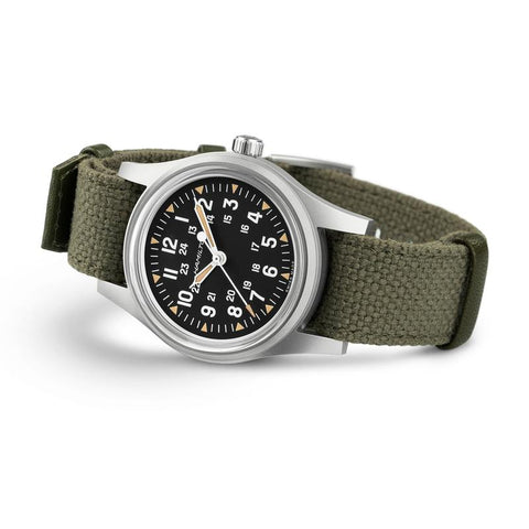 The Watch Boutique Hamilton Khaki Field Mechanical Black Dial NATO Strap H69399930