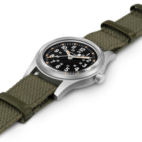 The Watch Boutique Hamilton Khaki Field Mechanical Black Dial NATO Strap H69399930