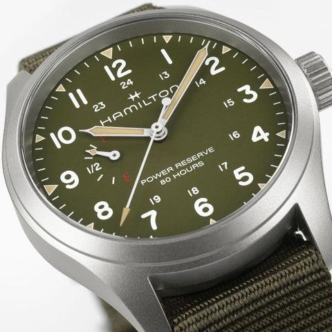 The Watch Boutique Hamilton Khaki Field Power Reserve Mechanical Green Dial H69509960