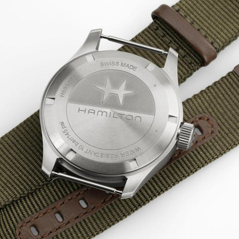 The Watch Boutique Hamilton Khaki Field Power Reserve Mechanical Green Dial H69509960