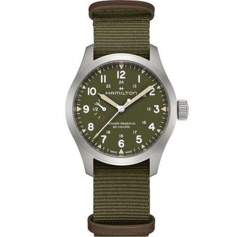 The Watch Boutique Hamilton Khaki Field Power Reserve Mechanical Green Dial H69509960