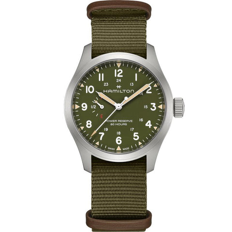 The Watch Boutique Hamilton Khaki Field Power Reserve Mechanical Green Dial H69509960