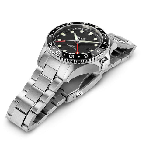 The Watch Boutique Hamilton Khaki Navy Scuba Auto GMT Black Dial H82555130