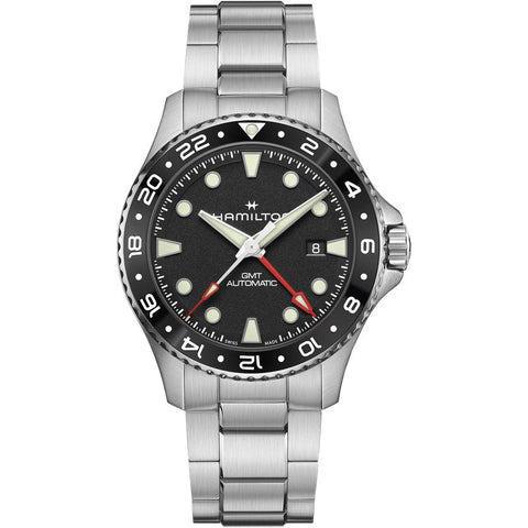 The Watch Boutique Hamilton Khaki Navy Scuba Auto GMT Black Dial H82555130