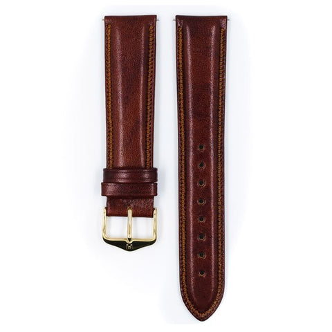 The Watch Boutique Hirsch ASCOT Calf Watch Strap in GOLDEN BROWN SHINY
