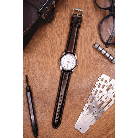The Watch Boutique Hirsch ASCOT English Leather Watch Strap in BROWN