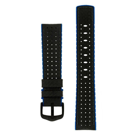 The Watch Boutique Hirsch AYRTON Carbon Embossed Performance Watch Strap in BLACK / BLUE