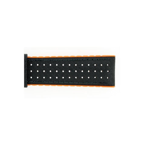 The Watch Boutique Hirsch AYRTON Carbon Embossed Performance Watch Strap in BLACK / ORANGE