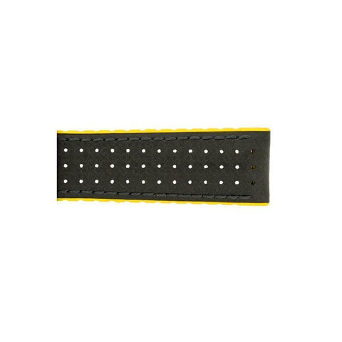 The Watch Boutique Hirsch AYRTON Carbon Embossed Performance Watch Strap in BLACK / YELLOW
