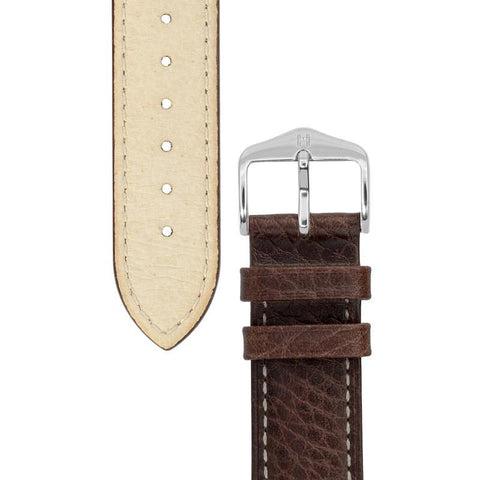 The Watch Boutique Hirsch BOSTON Buffalo Calfskin Leather Watch Strap in BROWN