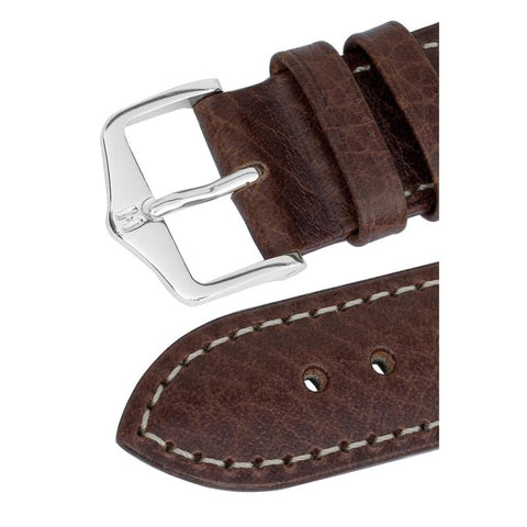 The Watch Boutique Hirsch BOSTON Buffalo Calfskin Leather Watch Strap in BROWN
