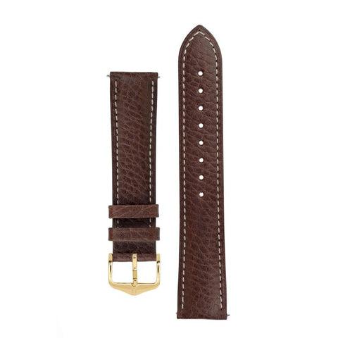 The Watch Boutique Hirsch BOSTON Buffalo Calfskin Leather Watch Strap in BROWN