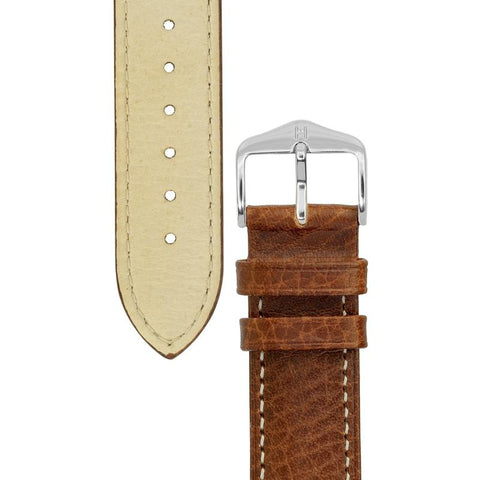 The Watch Boutique Hirsch BOSTON Buffalo Calfskin Leather Watch Strap in GOLD BROWN