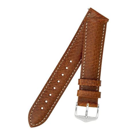 The Watch Boutique Hirsch BOSTON Buffalo Calfskin Leather Watch Strap in GOLD BROWN