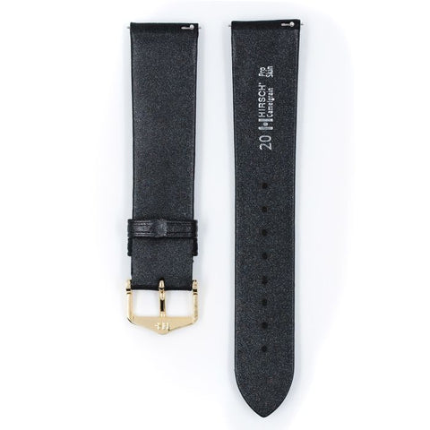 The Watch Boutique Hirsch CAMELGRAIN Calf Watch Strap in BLACK