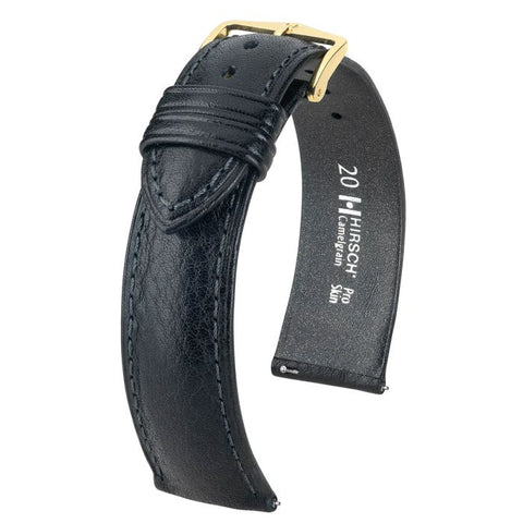 The Watch Boutique Hirsch CAMELGRAIN Calf Watch Strap in BLACK