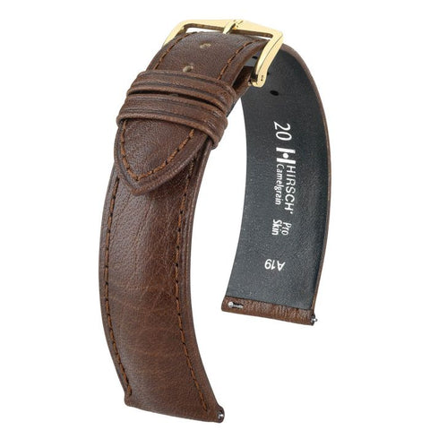 The Watch Boutique Hirsch CAMELGRAIN Calf Watch Strap in DARK BROWN