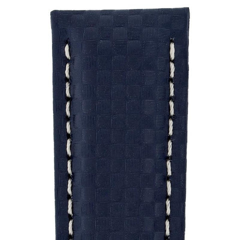 The Watch Boutique Hirsch CARBON Embossed Water-Resistant Leather Watch Strap in BLUE
