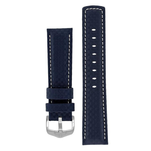 The Watch Boutique Hirsch CARBON Embossed Water-Resistant Leather Watch Strap in BLUE