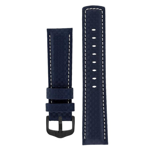 The Watch Boutique Hirsch CARBON Embossed Water-Resistant Leather Watch Strap in BLUE