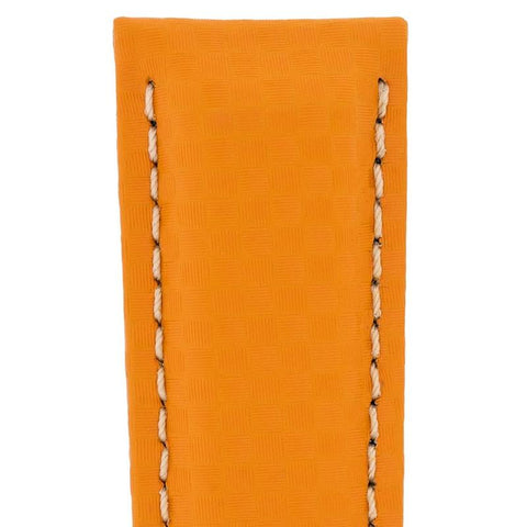 The Watch Boutique Hirsch CARBON Embossed Water-Resistant Leather Watch Strap in ORANGE