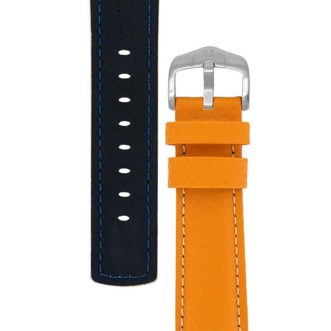 The Watch Boutique Hirsch CARBON Embossed Water-Resistant Leather Watch Strap in ORANGE