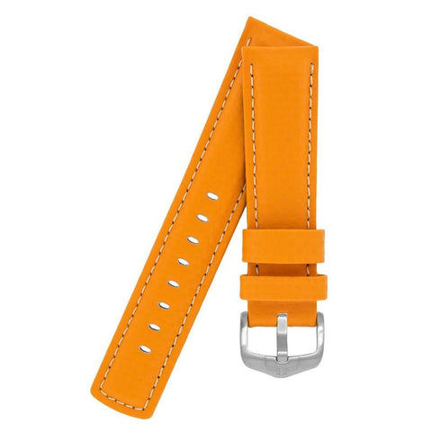 The Watch Boutique Hirsch CARBON Embossed Water-Resistant Leather Watch Strap in ORANGE