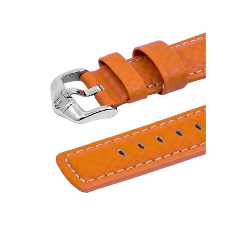 The Watch Boutique Hirsch CARBON Embossed Water-Resistant Leather Watch Strap in ORANGE