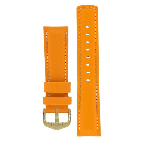 The Watch Boutique Hirsch CARBON Embossed Water-Resistant Leather Watch Strap in ORANGE