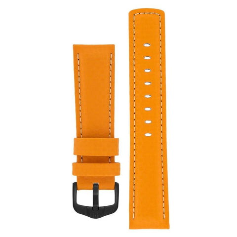 The Watch Boutique Hirsch CARBON Embossed Water-Resistant Leather Watch Strap in ORANGE