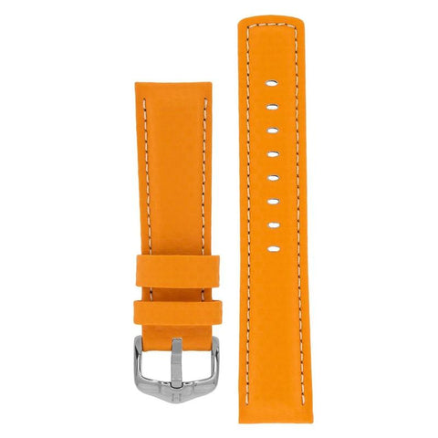 The Watch Boutique Hirsch CARBON Embossed Water-Resistant Leather Watch Strap in ORANGE 20mm Silver
