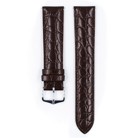 The Watch Boutique Hirsch CROCOGRAIN Bonded Leather Watch Strap in BROWN