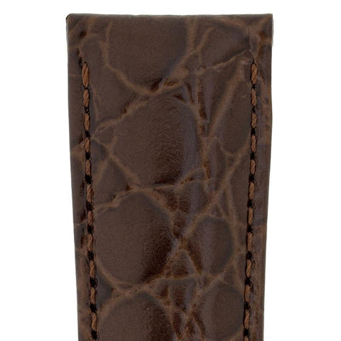 The Watch Boutique Hirsch CROCOGRAIN Crocodile Embossed Leather Watch Strap in BROWN