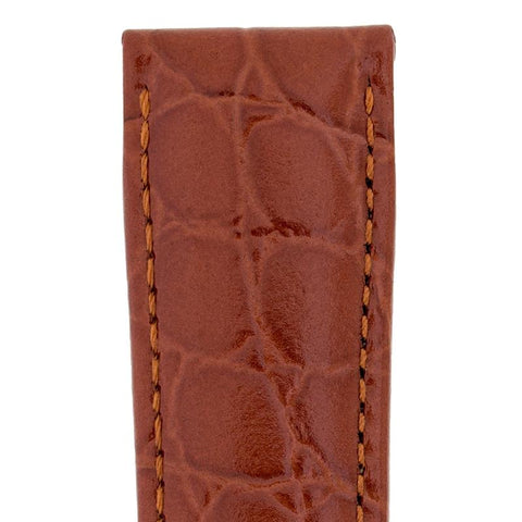 The Watch Boutique Hirsch CROCOGRAIN Crocodile Embossed Leather Watch Strap in GOLD BROWN