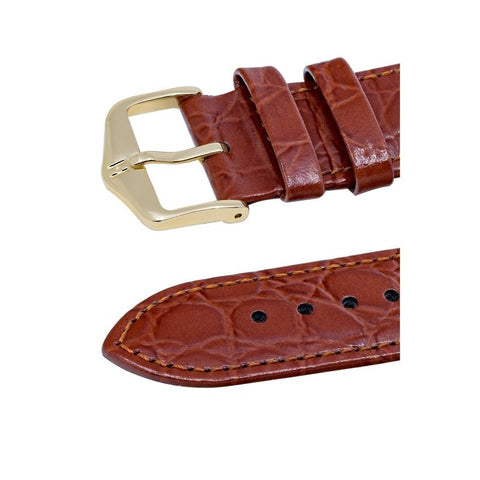 The Watch Boutique Hirsch CROCOGRAIN Crocodile Embossed Leather Watch Strap in GOLD BROWN