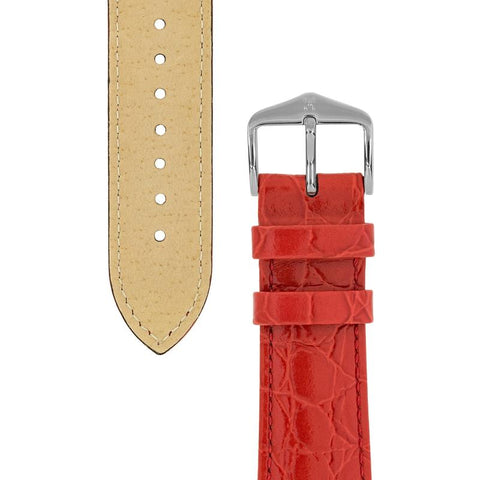 The Watch Boutique Hirsch CROCOGRAIN Crocodile Embossed Leather Watch Strap in RED