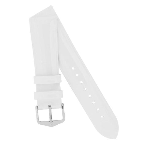 The Watch Boutique Hirsch DIVA Glossy Ladies Leather Watch Strap in WHITE