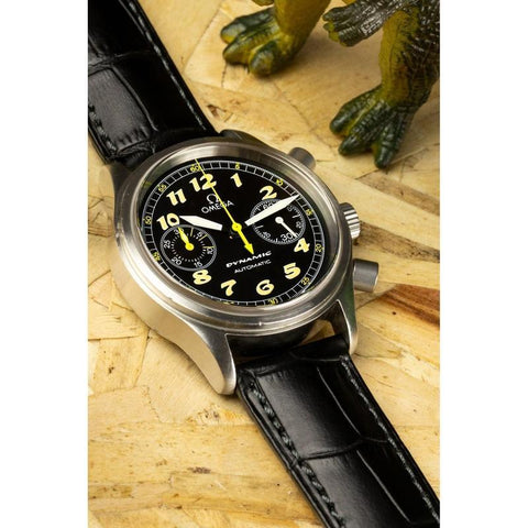 The Watch Boutique Hirsch DUKE Alligator Embossed Leather Watch Strap in BLACK
