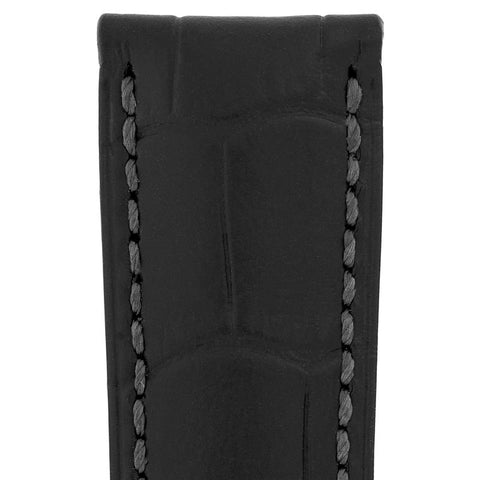 The Watch Boutique Hirsch DUKE Alligator Embossed Leather Watch Strap in BLACK