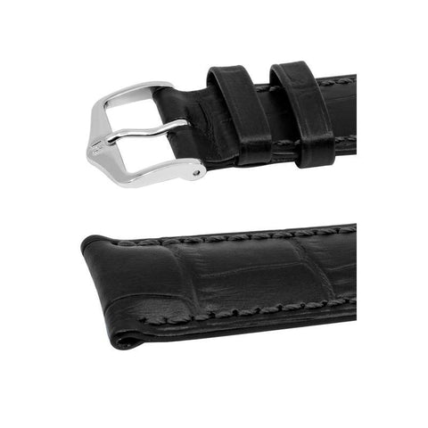 The Watch Boutique Hirsch DUKE Alligator Embossed Leather Watch Strap in BLACK