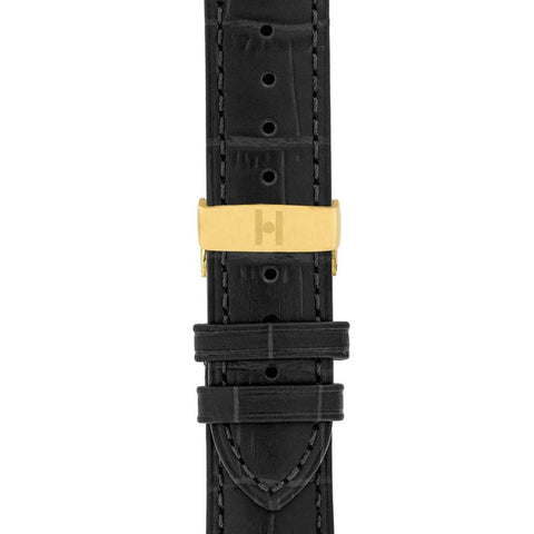 The Watch Boutique Hirsch DUKE Alligator Embossed Leather Watch Strap in BLACK